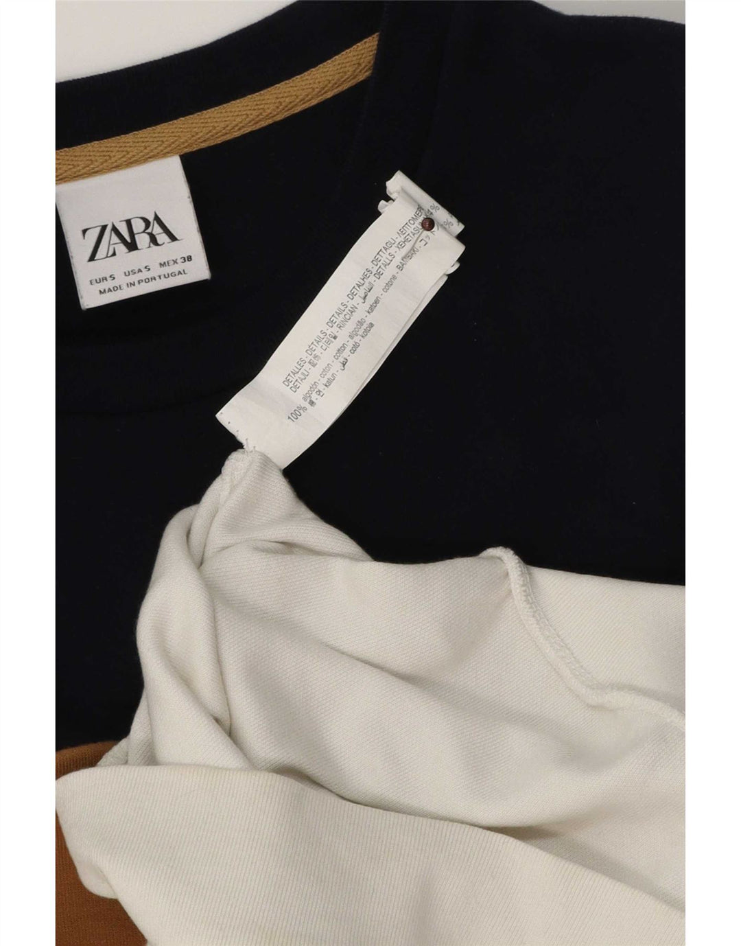 Zara Hombre Sudadera Jumper Small Blanco Colorblock Algodón