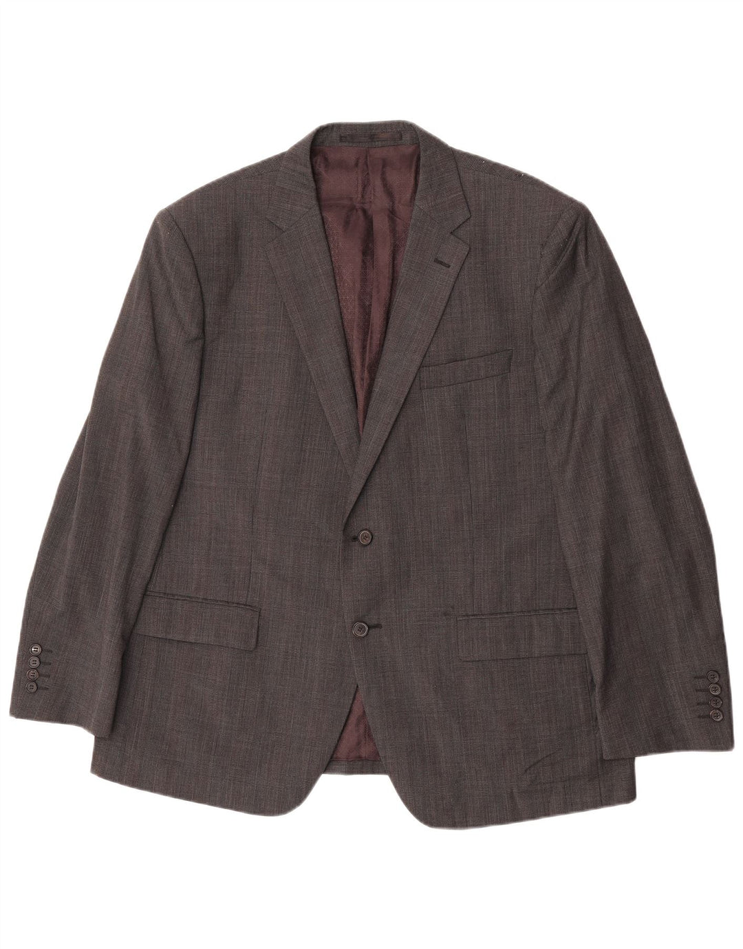 Marks & Spencer Mens 2 Button Blazer Jacket UK 46 XL Grey Check Wool