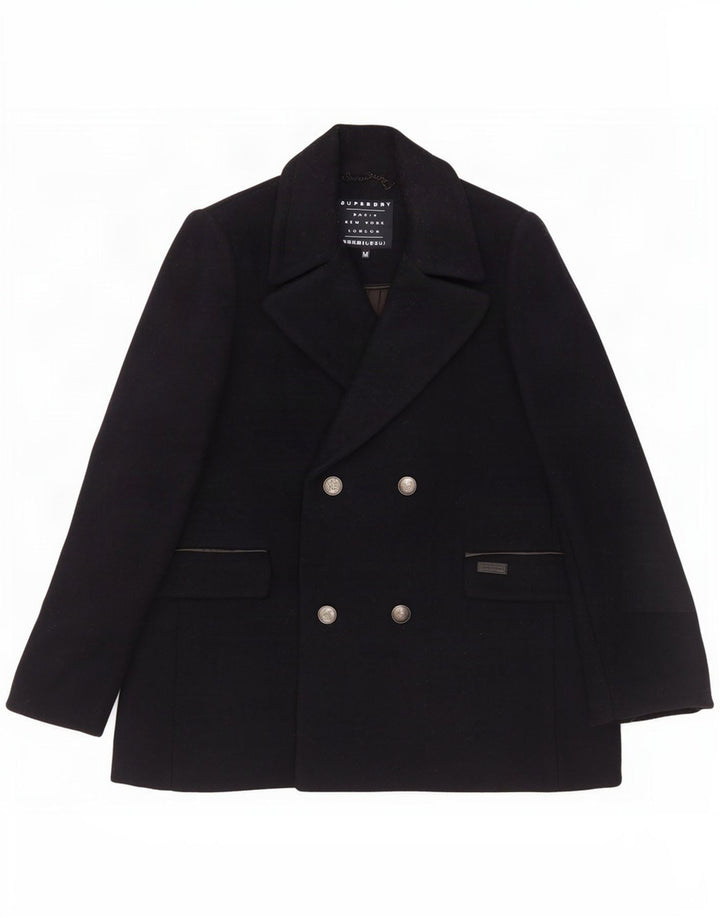 Superdry Γυναικείο παλτό μπιζελιού UK 14 Medium Navy Blue Wool