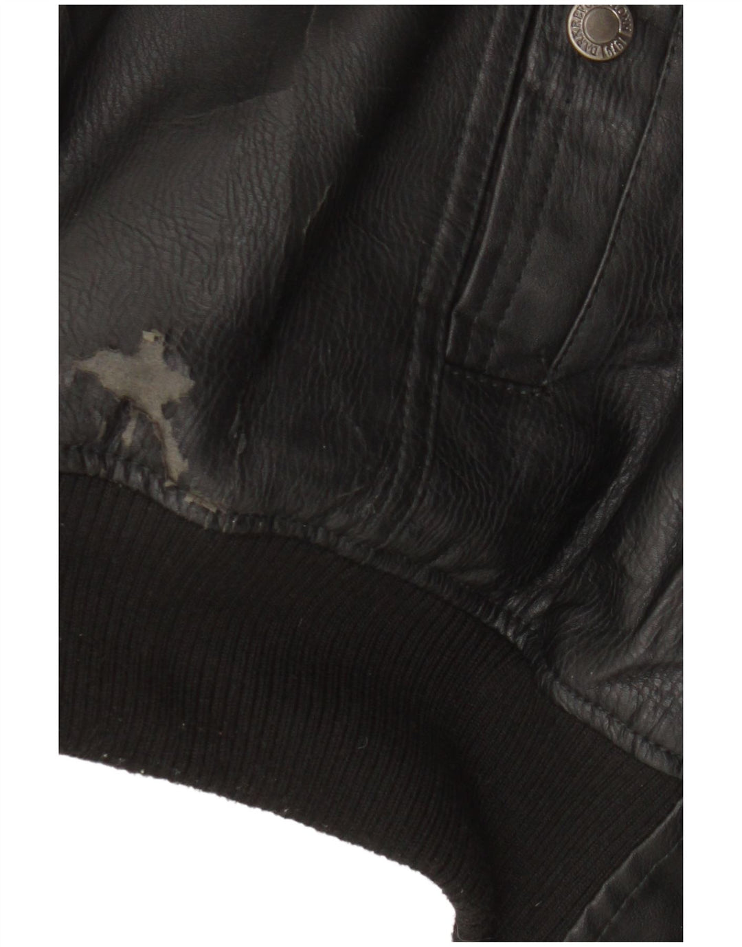 Identic Mens Motorstyle Faux Leather Bomber Jacket UK 42 XL Black Polyester