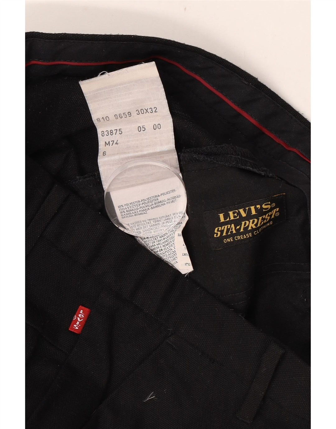 Levi's Mens Straight Chino Trousers W30 L28 Black Polyester