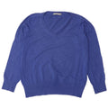 Marks & Spencer Pull col en V pour femme UK 16 Large Bleu Polyamide