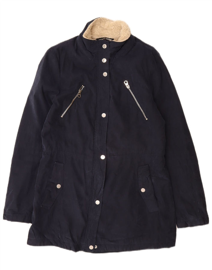 Nautica Womens Sherpa Jacket UK 10 Small Navy Blue Polyester