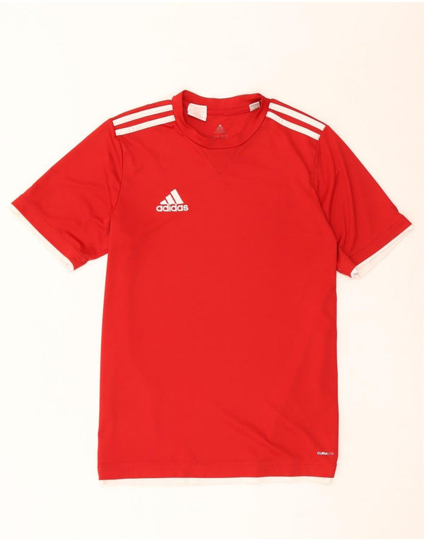 Adidas Boys Climalite T-Shirt Top 15-16 Years Red Polyester