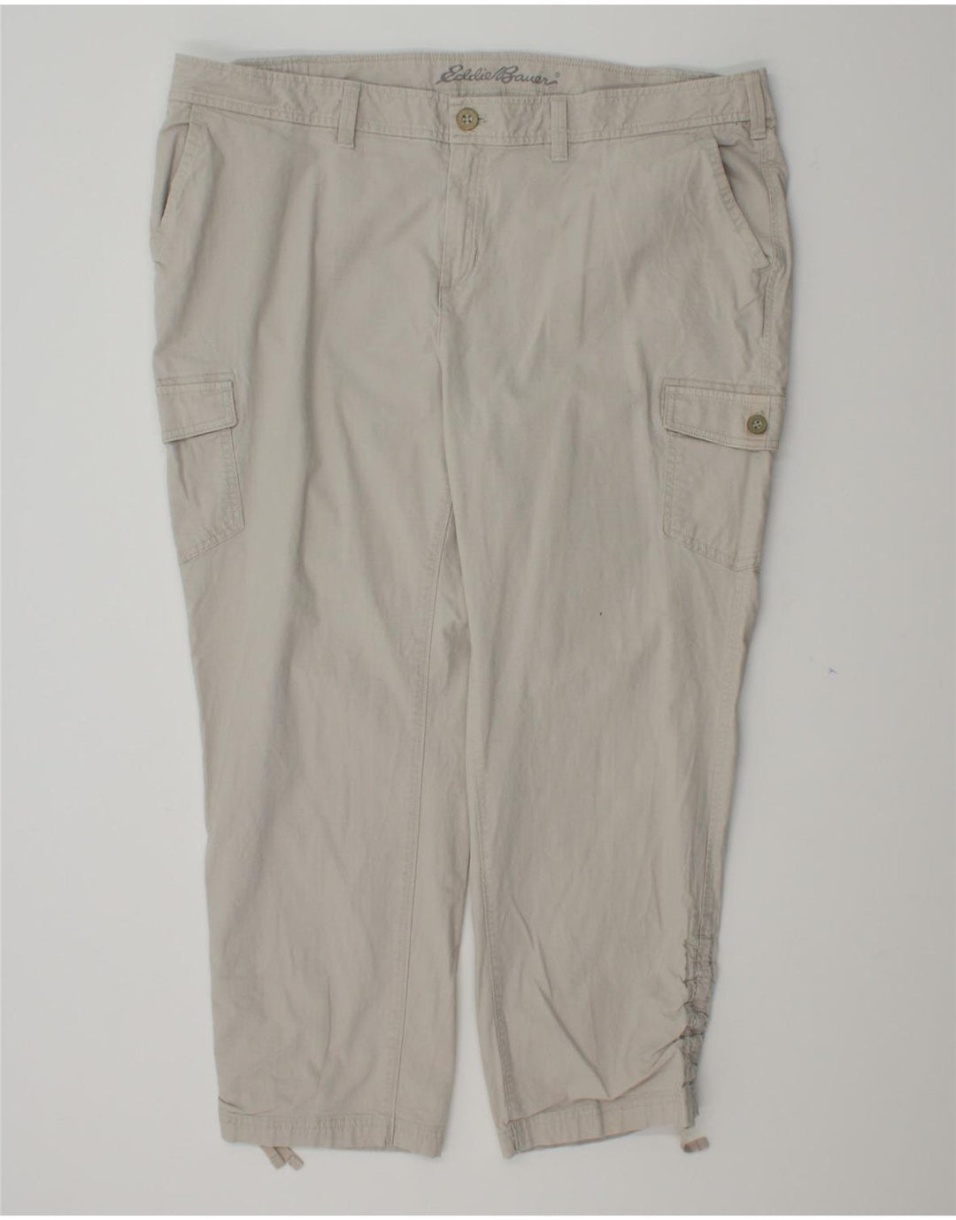 EDDIE BAUER Womens Crop Cargo Trousers US 40 2XL W40 L26 Grey Cotton Vintage Eddie Bauer and Second-Hand Eddie Bauer from Messina Hembry 