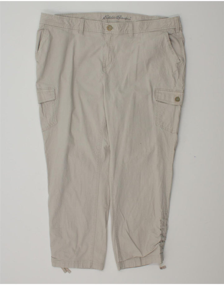 EDDIE BAUER Womens Crop Cargo Trousers US 40 2XL W40 L26 Grey Cotton Vintage Eddie Bauer and Second-Hand Eddie Bauer from Messina Hembry 