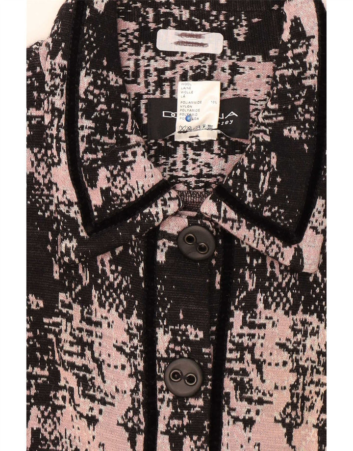 Domina Womens Abstract Pattern 5 Button Blazer Jacket IT 52 2XL Pink Wool