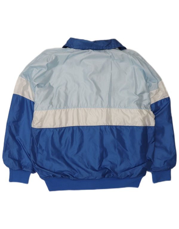 Vintage Damen-Trainingsanzug-Top-Jacke in Übergröße, IT 44, mittelblau, Farbblock