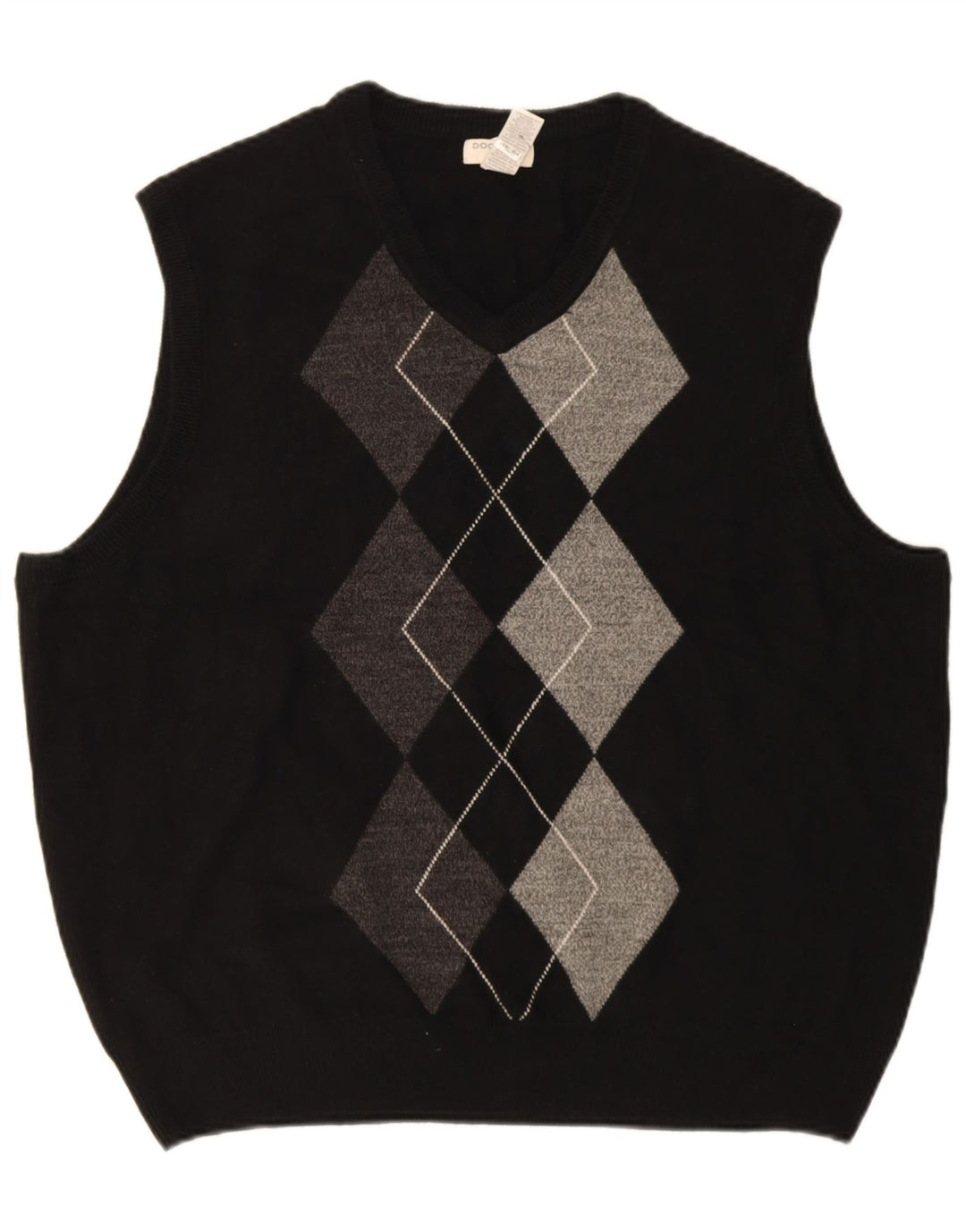 Dockers Mens Vest Tank Top 2XL Black Argyle/Diamond Acrylic