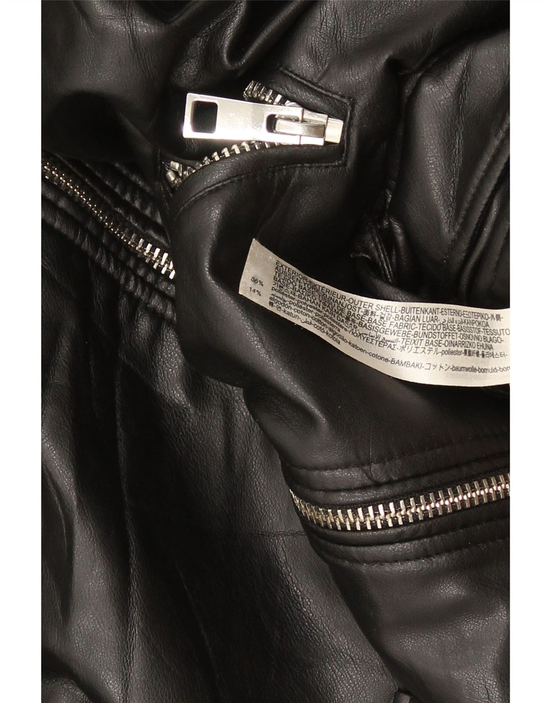 ZARA Damen Übergroße Kunstleder-Bikerjacke UK 10 Small Schwarz
