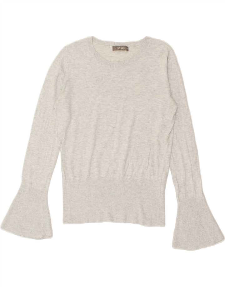 OASIS Womens Boat Neck Jumper Sweater UK 12 Medium Grey Cotton Vintage Oasis and Second-Hand Oasis from Messina Hembry 