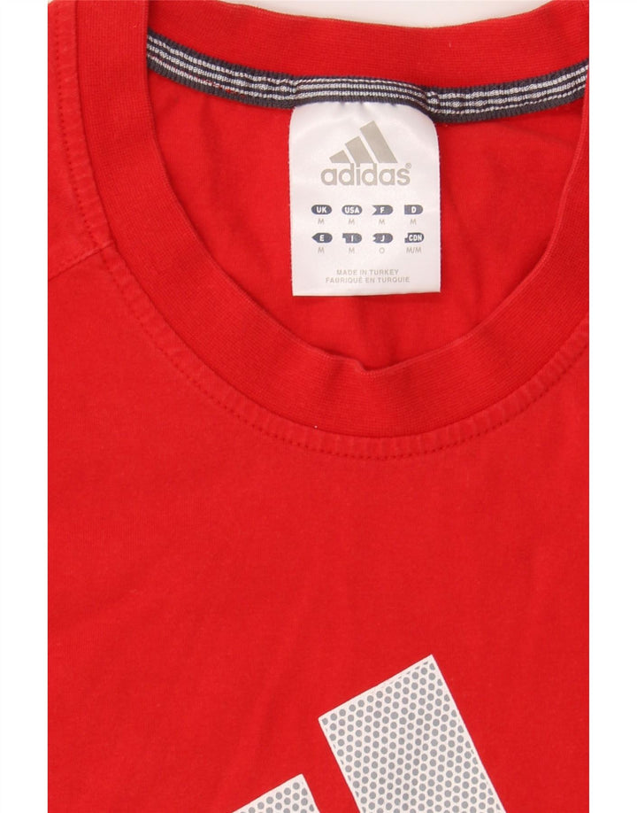 ADIDAS Mens Graphic T-Shirt Top Medium Red Cotton Vintage Adidas and Second-Hand Adidas from Messina Hembry 
