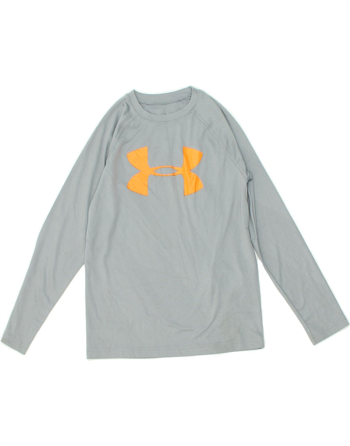 HEAT GEAR Boys Heat Gear Graphic Top Long Sleeve 11-12 Years Small Grey | Vintage Heat Gear | Thrift | Second-Hand Heat Gear | Used Clothing | Messina Hembry 