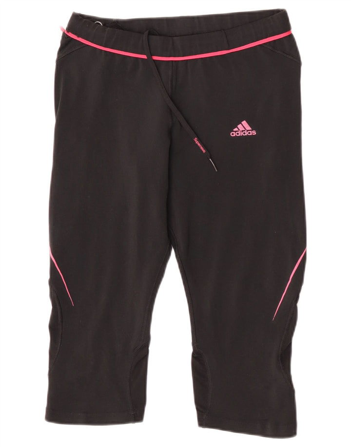 Adidas Femmes Climacool Capri Leggings UK 12 Moyen Noir Polyester