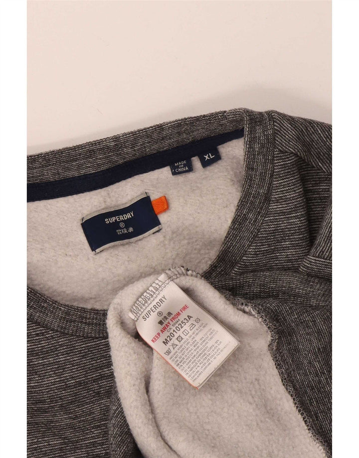 Superdry Mens Sweatshirt Jumper XL Grey Flecked Cotton