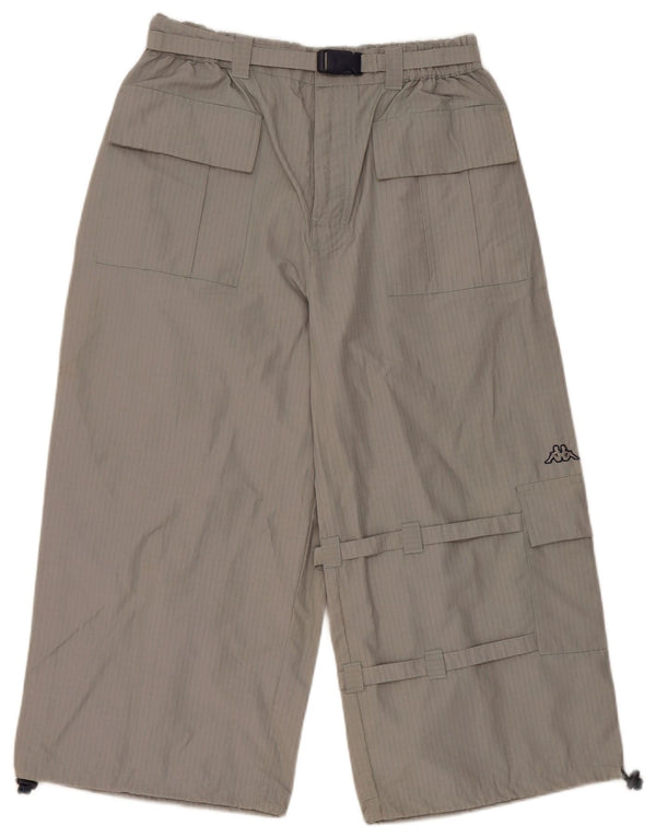 Kappa Dame Loose Fit Capri Cargo Bukser XL W34 L21 Grå ternet bomuld