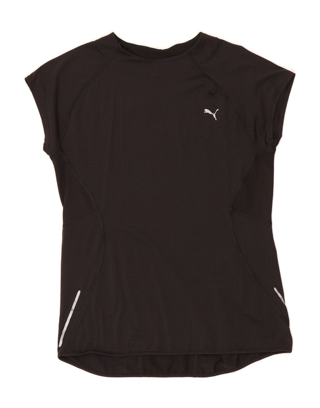 PUMA Womens T-Shirt Top UK 14 Medium  Black Striped Polyester Vintage Puma and Second-Hand Puma from Messina Hembry 
