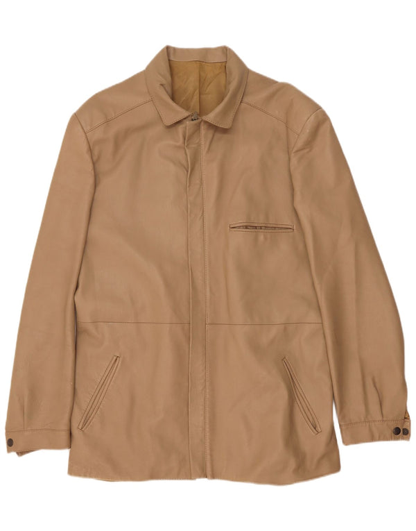 Giacca in pelle vintage da uomo IT 50 grande in pelle beige