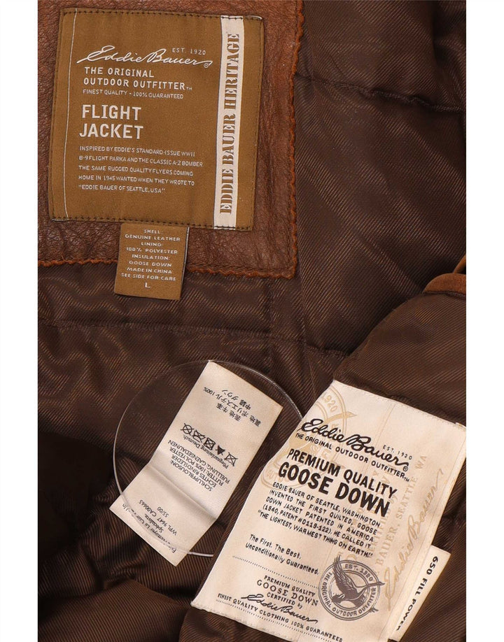 Eddie Bauer Jachetă din piele de zbor pentru bărbați căptușită UK 40 Large Brown