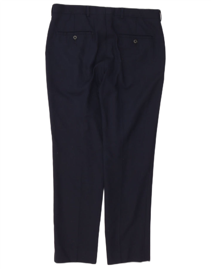 Marks & Spencer Mens Slim Fit Suit Trousers W32 L29 Navy Blue Wool