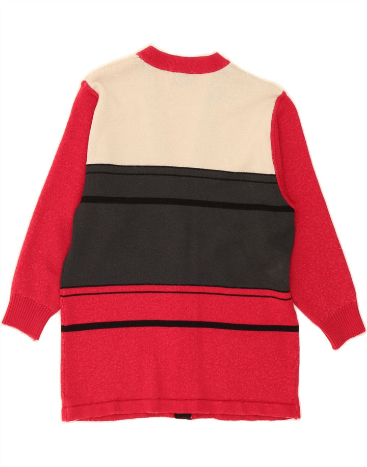FREYA Womens Cardigan Sweater UK 12 Medium Red Colourblock Vintage Freya and Second-Hand Freya from Messina Hembry 