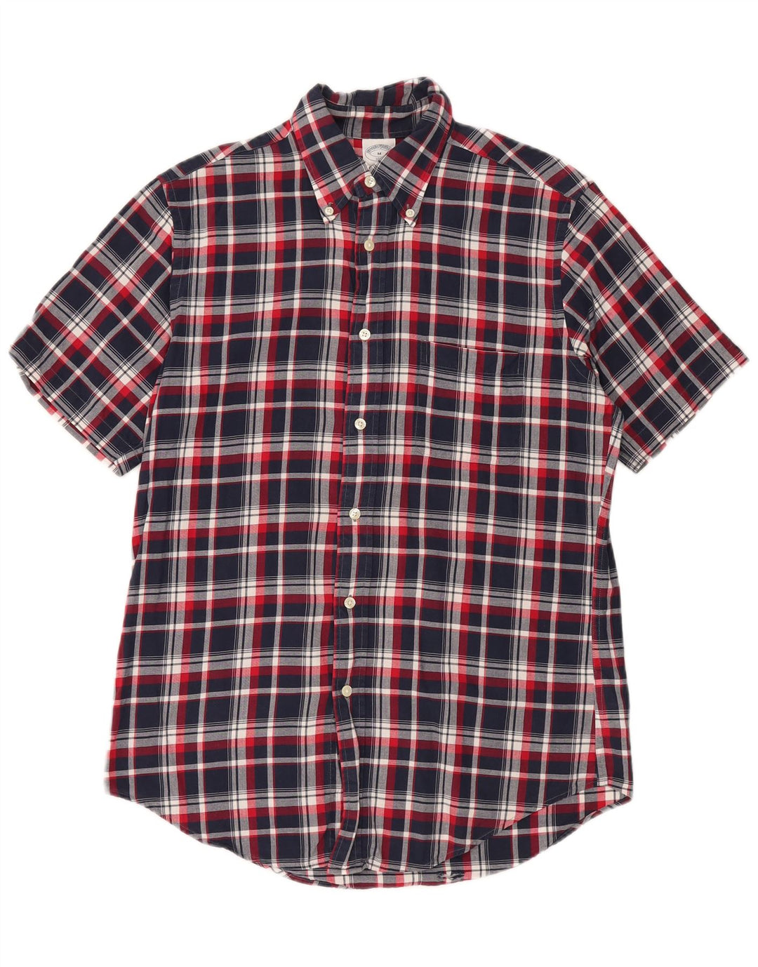 Brooks Brothers Mens Regent Short Sleeve Shirt Medium Navy Blue Check