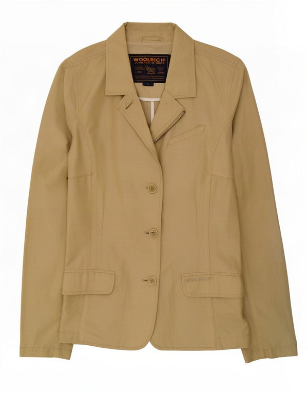 Jaqueta blazer feminina Woolrich com 3 botões Reino Unido 16 grande algodão cáqui