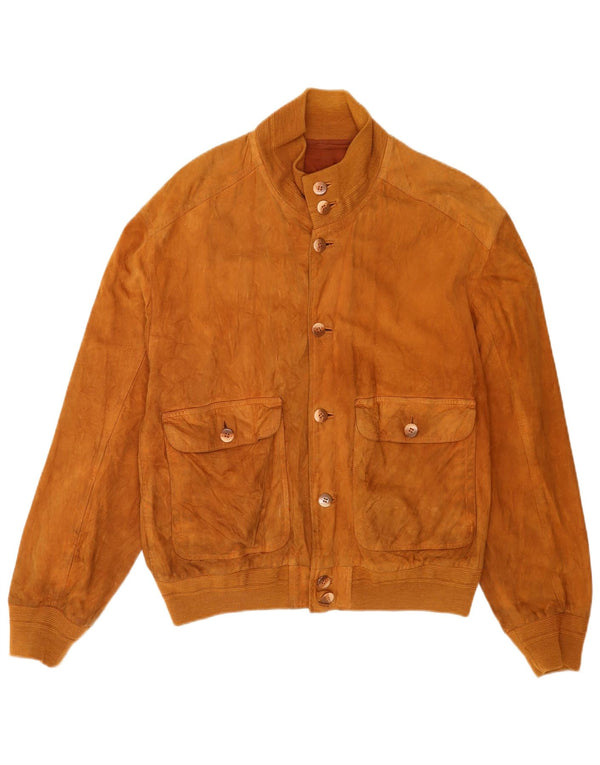 Vintage hombres ante bomber chaqueta IT 52 XL cuero marrón