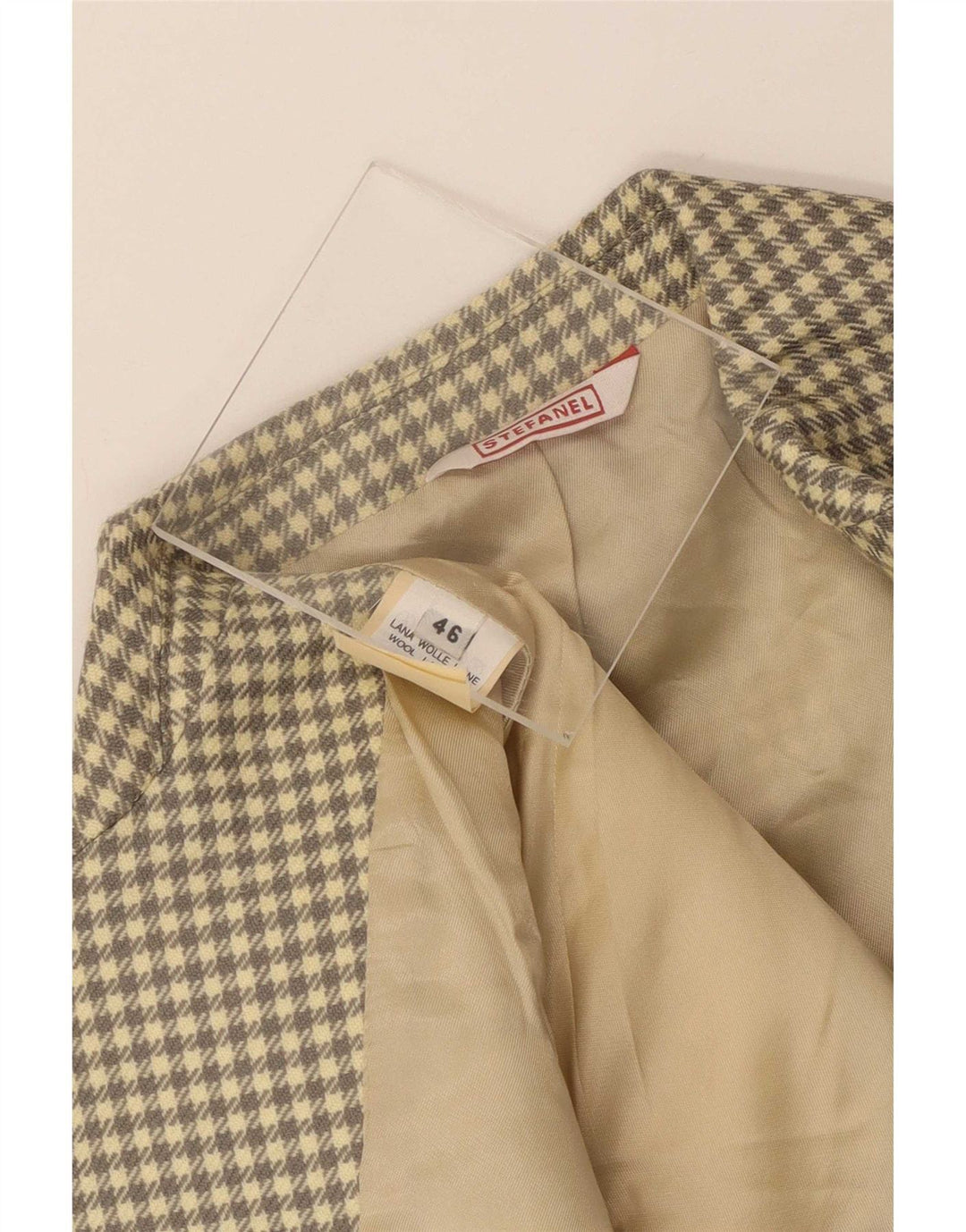 Stefanel Chaqueta tipo blazer de 3 botones para hombre IT 46 Small Grey Check Wool