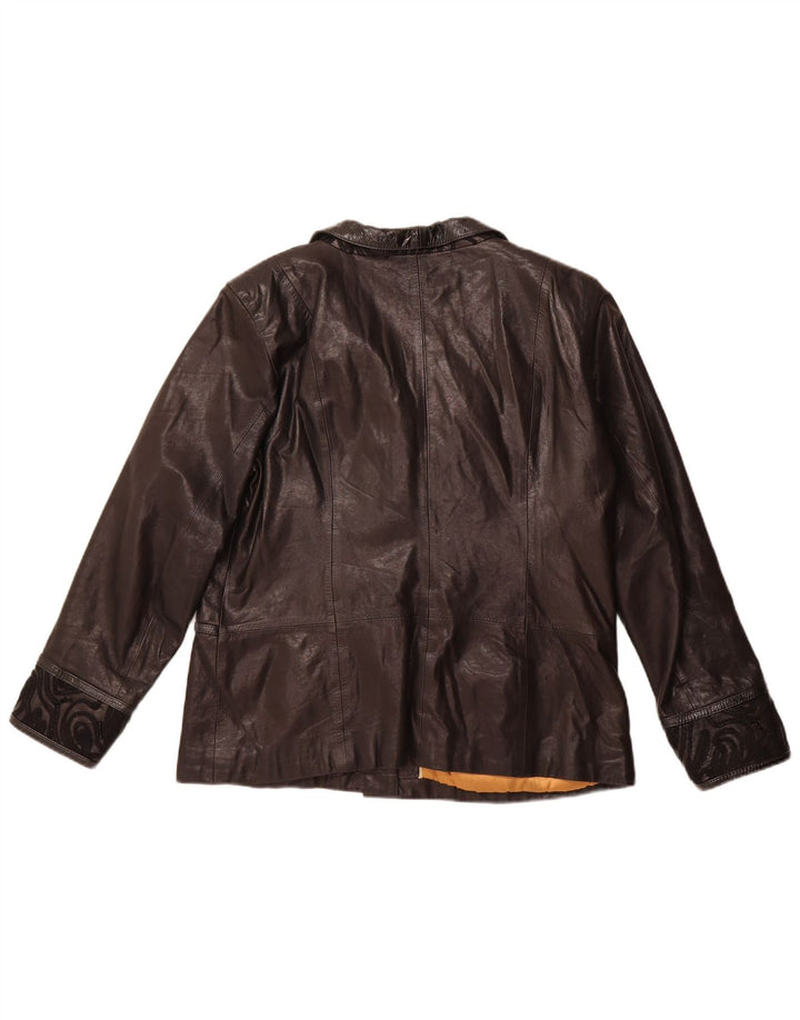 Vintage Womens Leather Jacket UK 22 3XL Black Leather
