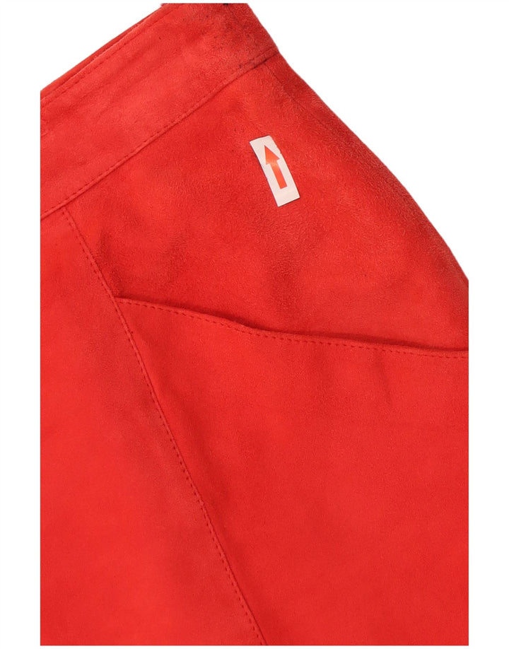 Vintage Womens Suede Straight Skirt W34 Large  Red