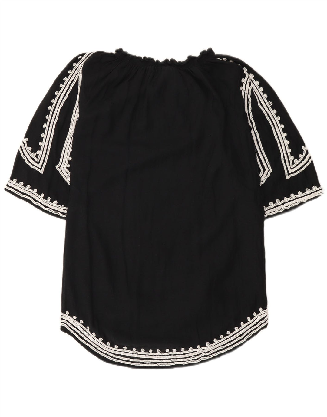 Zara Womens Blouse Top UK 12 Medium Black Cotton