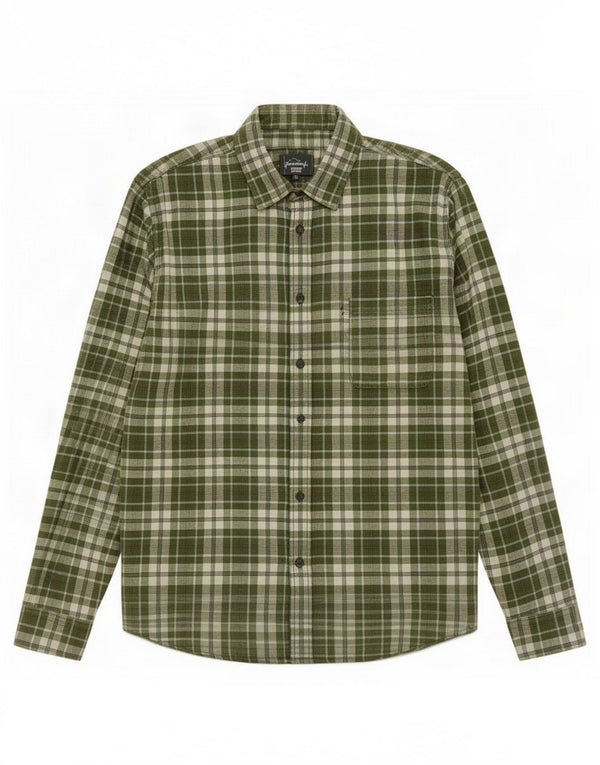 Camicia Benetton Uomo Cotone Scozzese Grande Verde