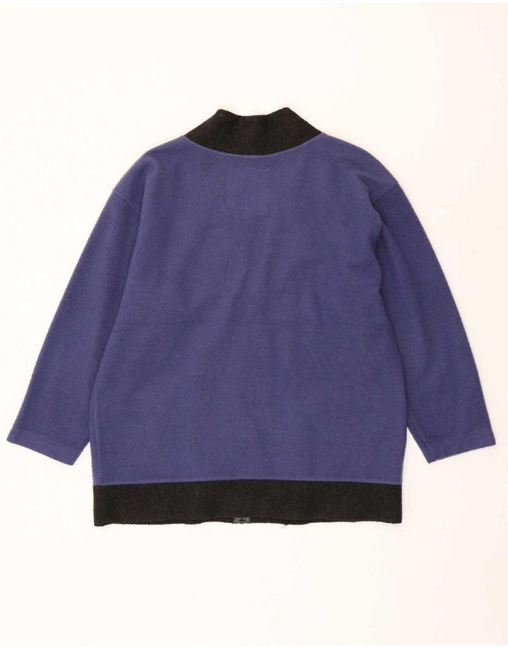 Benetton Mens Loose Fit Cardigan Sweater Small Blue Colourblock Polyester