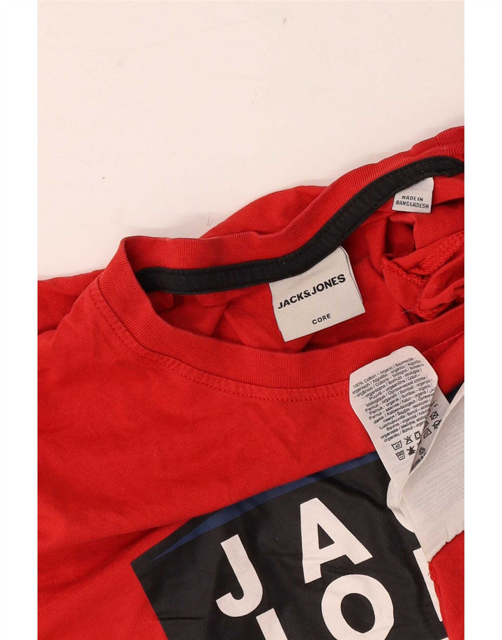 Jack & Jones Mens Graphic T-Shirt Top Medium Red Cotton