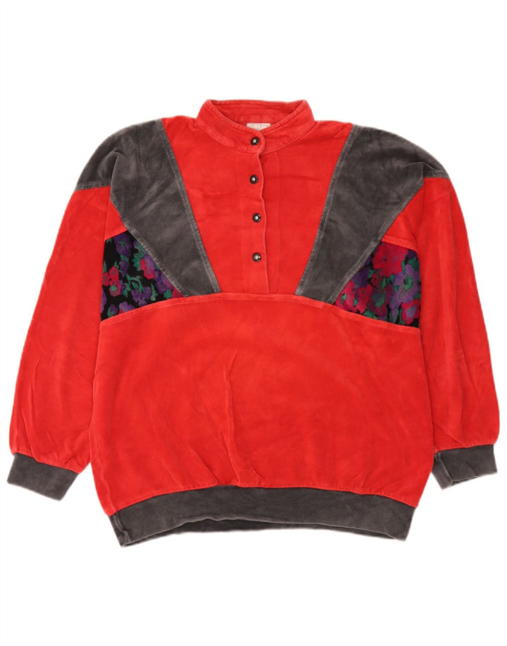 Vintage Womens Loose Fit Sweatshirt Jumper EU 38 Medium Red Colourblock