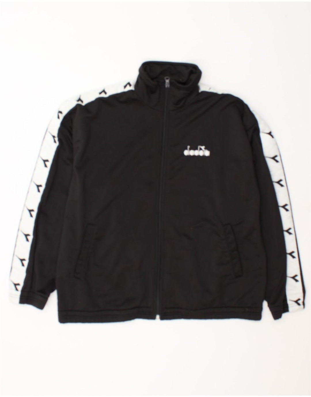 Diadora Mens Graphic Tracksuit Top Jacket UK 38 Medium Black Colourblock
