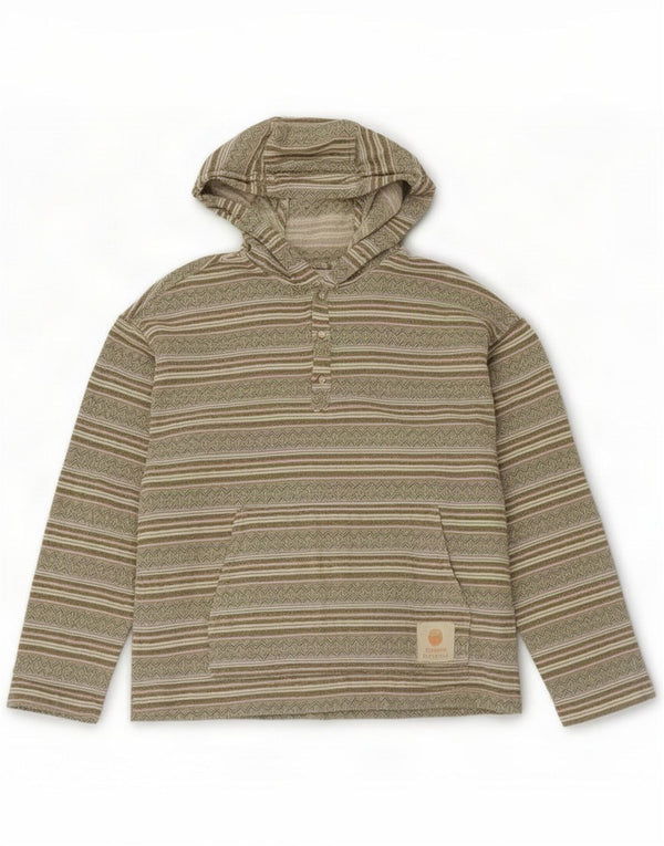 Zara Boys Hoodie Jumper 13-14 Years Khaki Striped Cotton