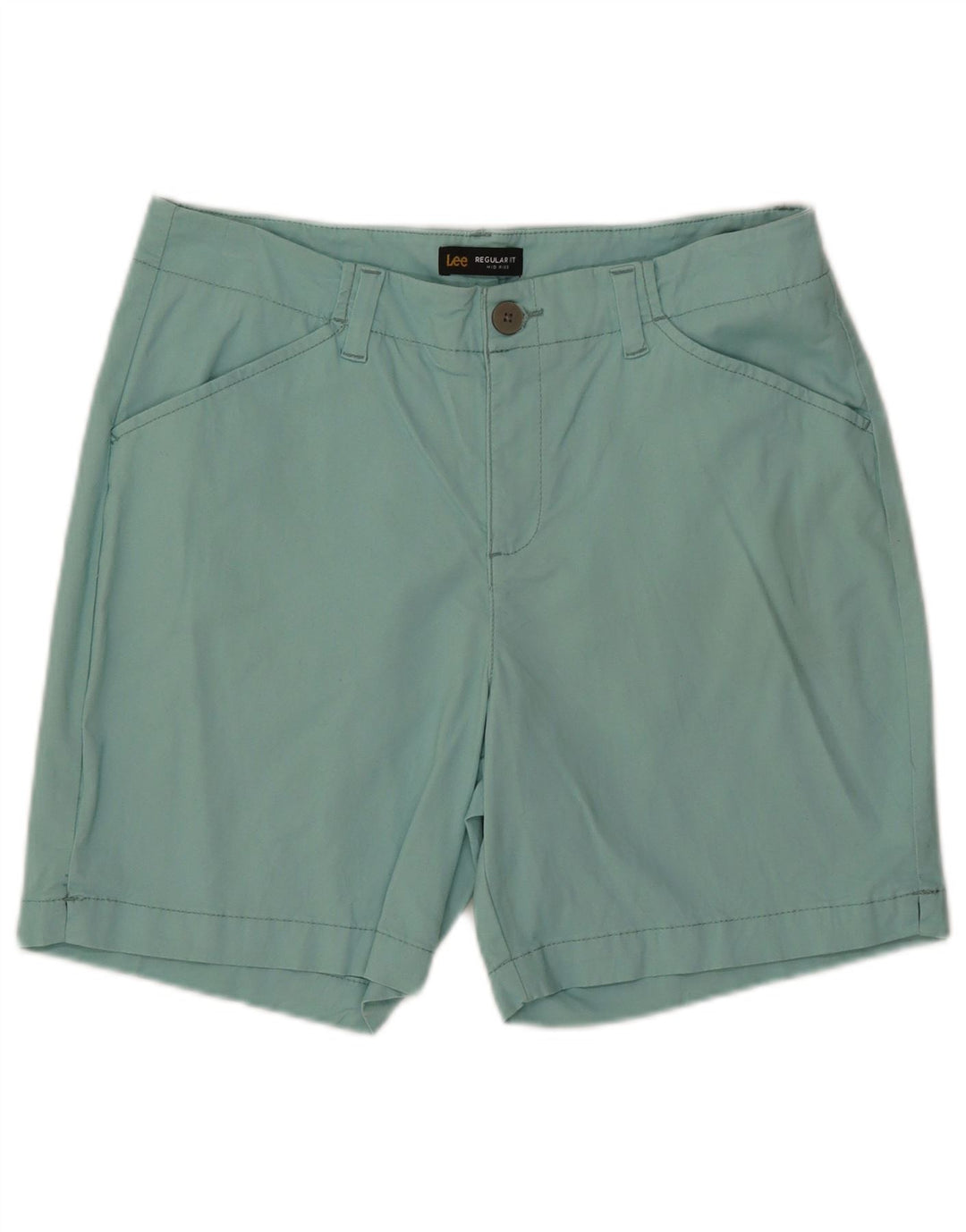 LEE Womens Regular Fit Mid Rise Casual Shorts W32 Large Turquoise