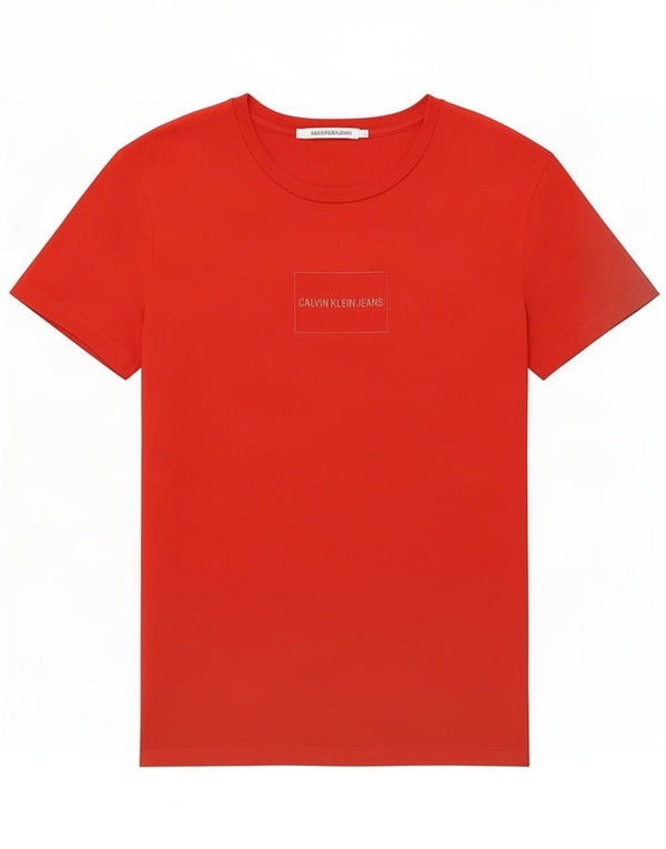 Calvin Klein Jeans T-shirt graphique pour femme UK 14 Large Rouge Coton
