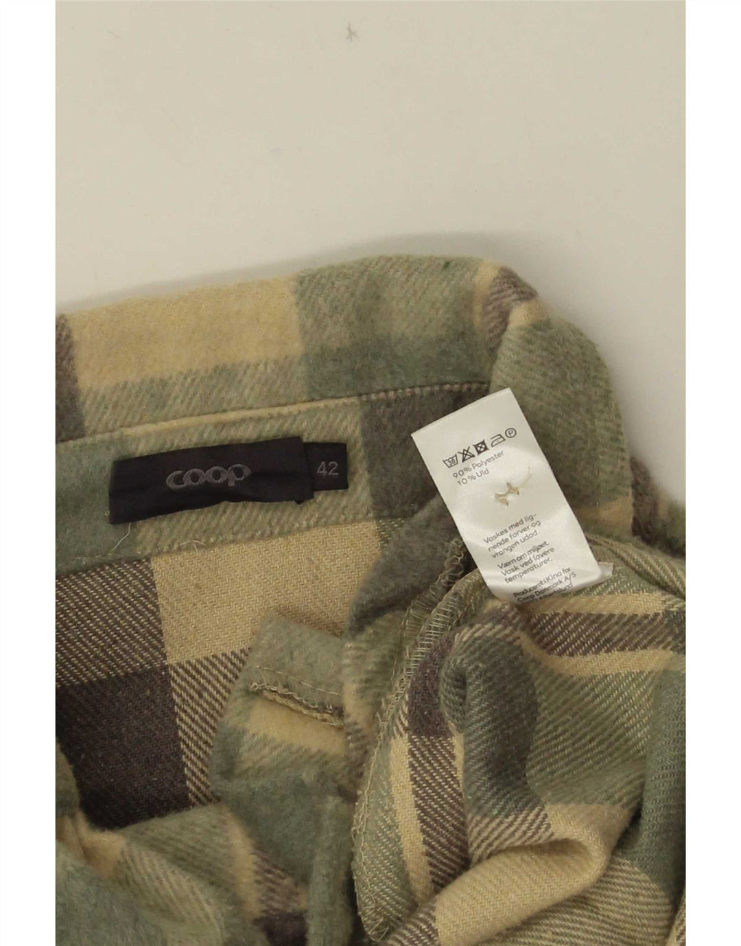 Vintage Womens Oversized Fleece Overshirt Shirt EU 42 Large Green Check