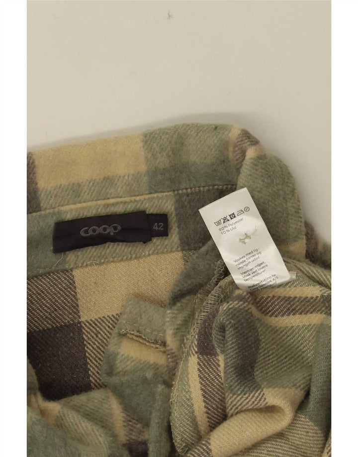 Vintage Womens Oversized Fleece Overshirt Shirt EU 42 Large Green Check