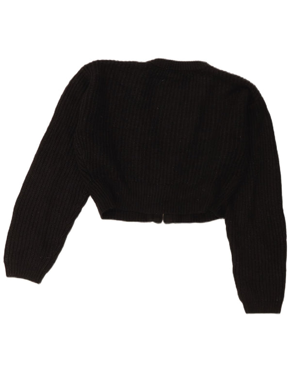 Pulover cardigan bolero supradimensionat pentru femei Zara UK 10 mic, negru, acrilic