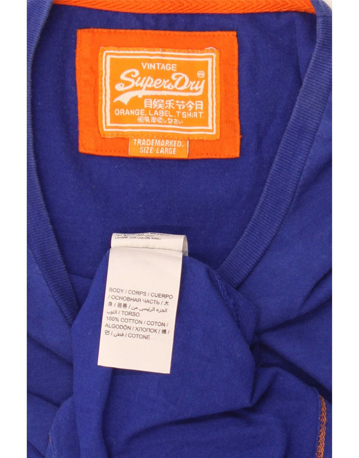 Superdry Mens T-Shirt Top Large Blue Cotton