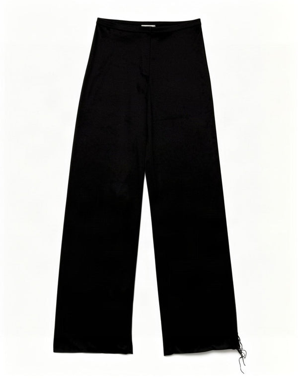 Topshop Womens Wide Leg Velour Casual Trousers UK 12 Medium W28 L30 Black