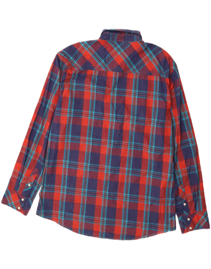 BKE Mens Athletic Fit  Shirt 2XL Navy Blue Check Cotton