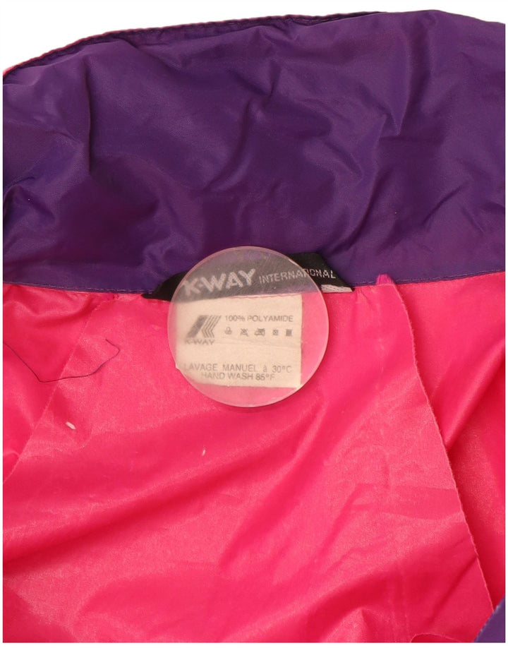 K-Way Mens Hooded Rain Jacket UK 40 Large Pink Colourblock Polyamide