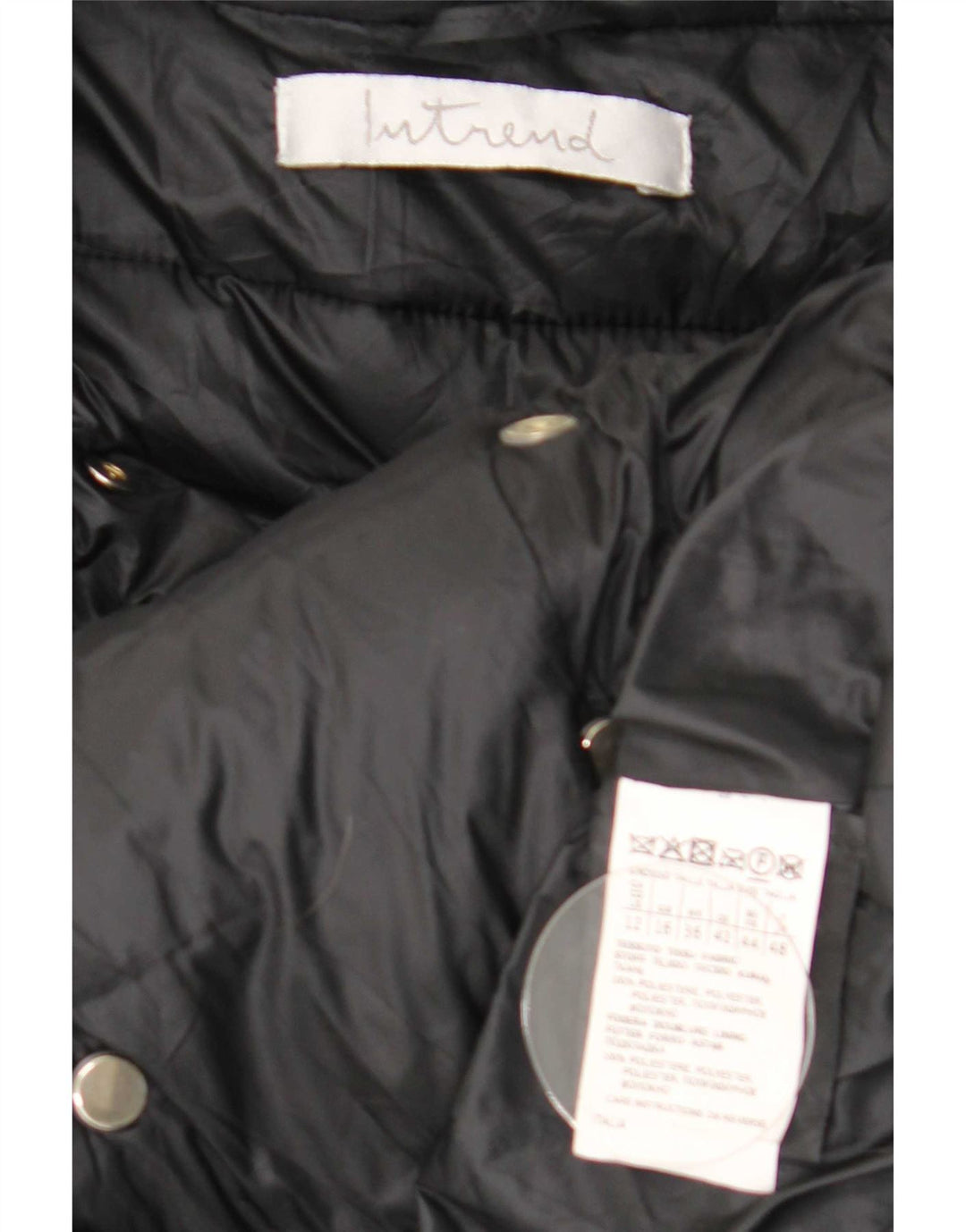 Intrend Womens Double Breasted Padded Coat UK 16 Large Black Polyester