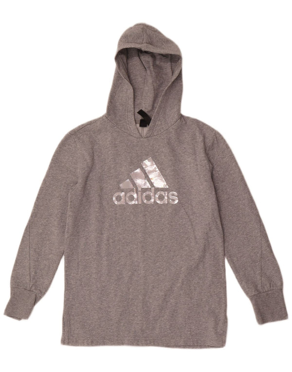Adidas Pull à capuche graphique fille 13-14 ans Gris Moucheté Coton