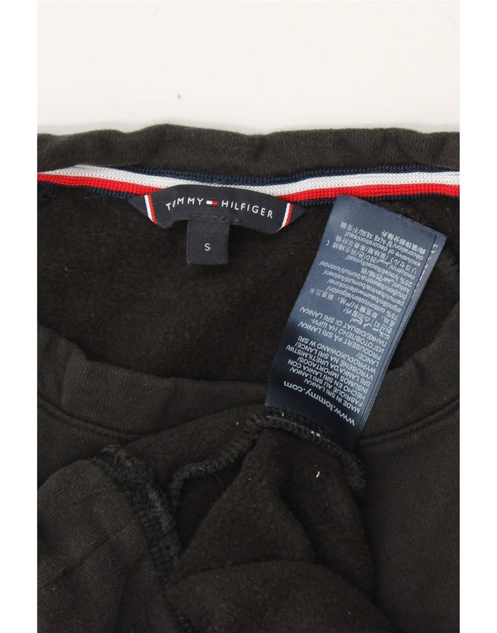TOMMY HILFIGER Mens Graphic Sweatshirt Jumper Small Black Cotton Vintage Tommy Hilfiger and Second-Hand Tommy Hilfiger from Messina Hembry 